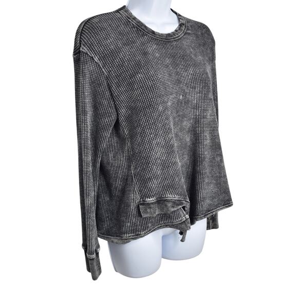 Splendid Sweater Womens XS Acid Wash Grunge Y2K Whimsigoth Asymmetrical Black - Picture 3 of 10